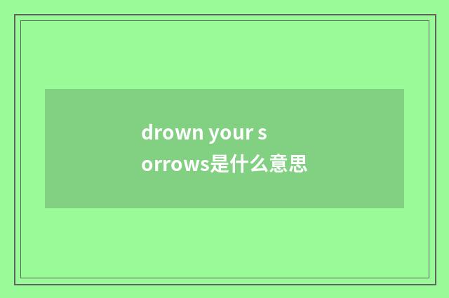 drown your sorrows是什么意思