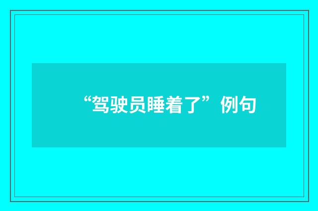 “驾驶员睡着了”例句