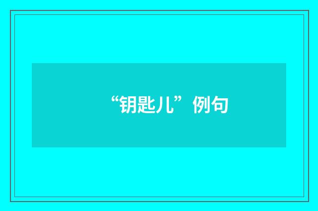“钥匙儿”例句