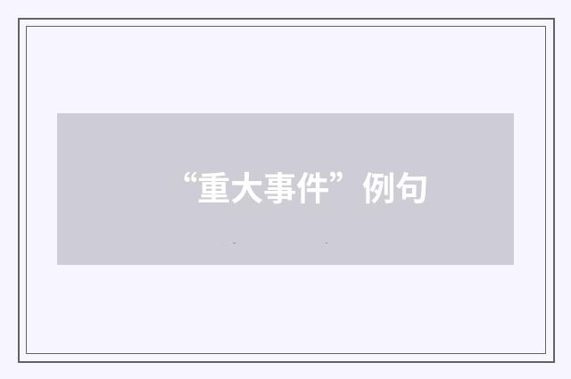 “重大事件”例句