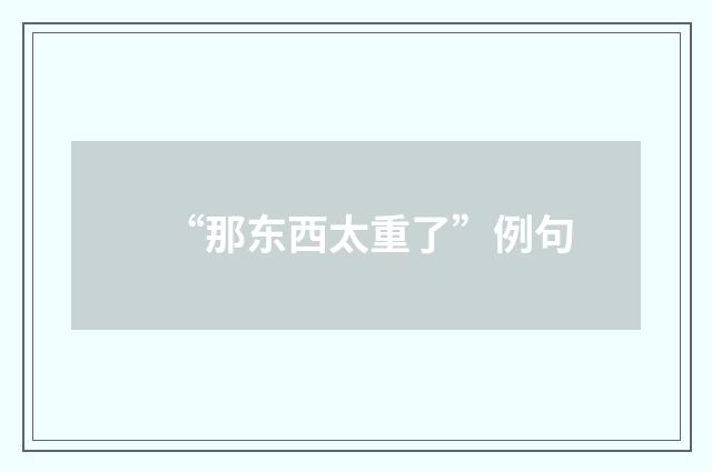 “那东西太重了”例句