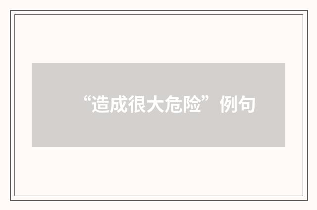 “造成很大危险”例句