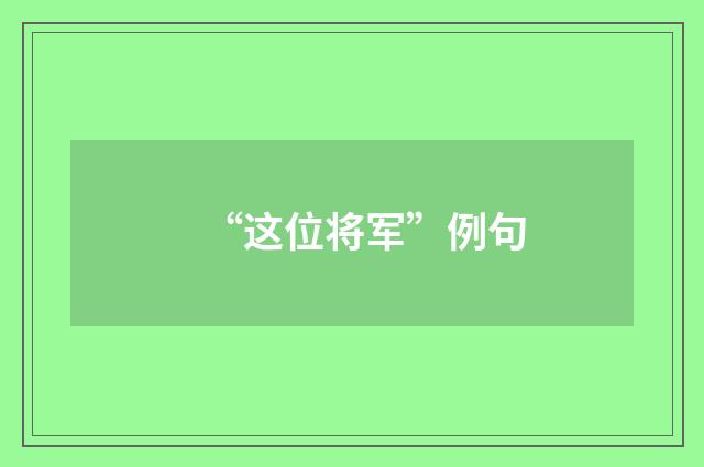 “这位将军”例句