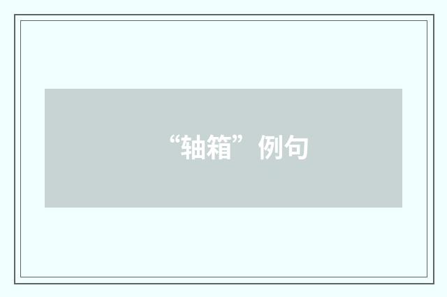 “轴箱”例句