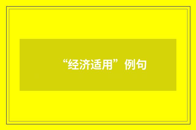 “经济适用”例句