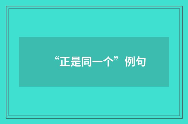 “正是同一个”例句