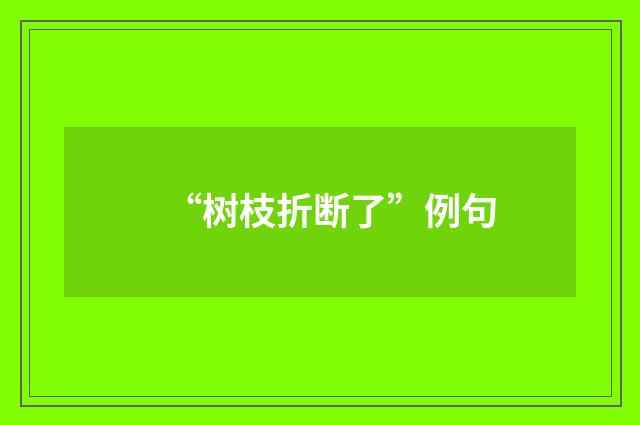 “树枝折断了”例句