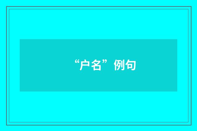 “户名”例句
