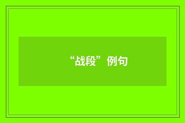 “战段”例句
