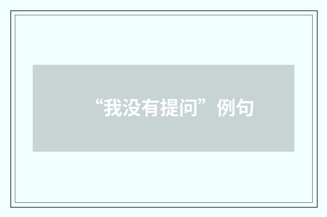 “我没有提问”例句