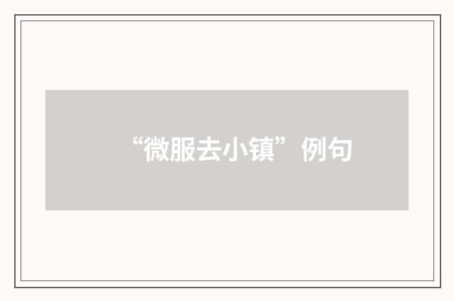 “微服去小镇”例句