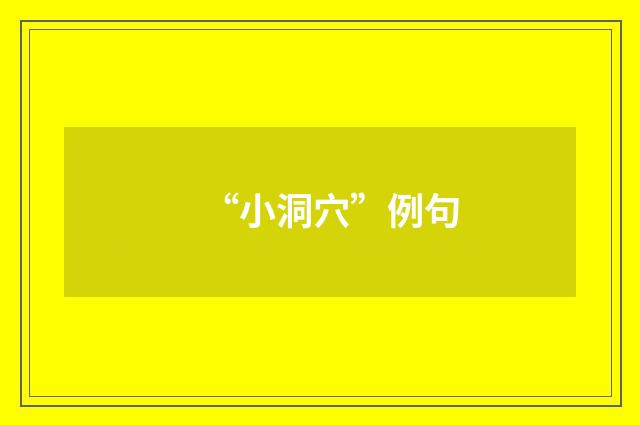 “小洞穴”例句