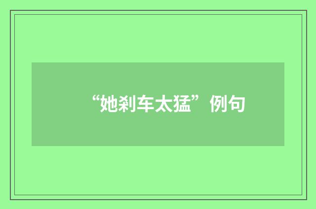 “她剎车太猛”例句