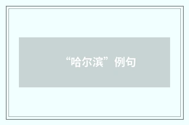 “哈尔滨”例句