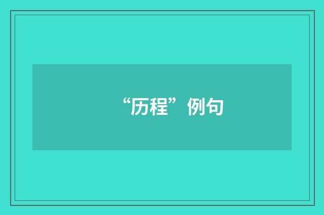 “历程”例句
