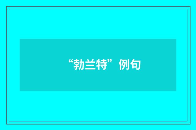 “勃兰特”例句
