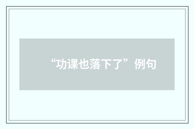 “功课也落下了”例句