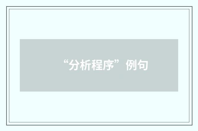 “分析程序”例句