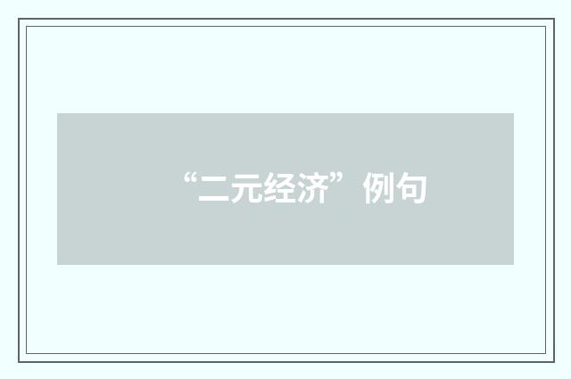 “二元经济”例句