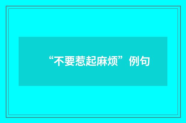 “不要惹起麻烦”例句