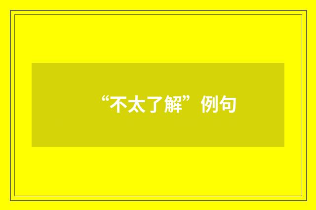 “不太了解”例句