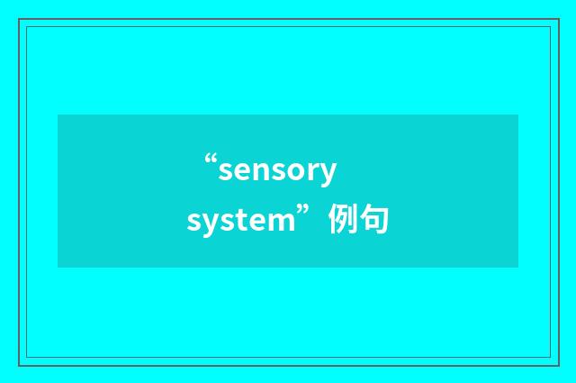 “sensory system”例句