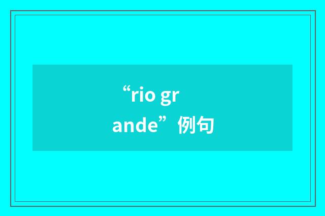 “rio grande”例句