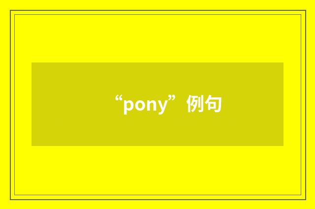 “pony”例句