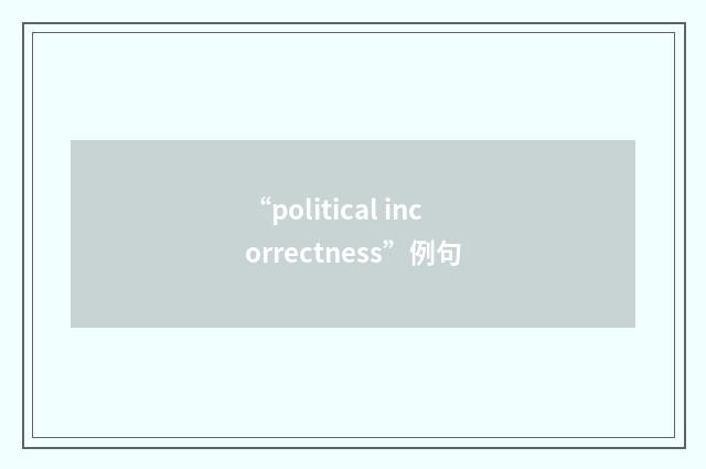 “political incorrectness”例句
