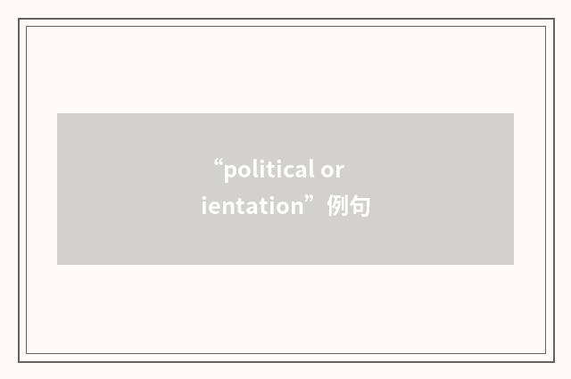 “political orientation”例句