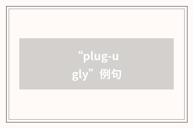 “plug-ugly”例句