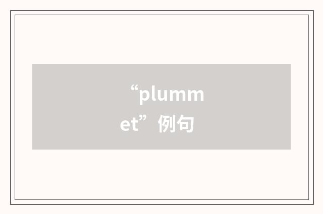 “plummet”例句