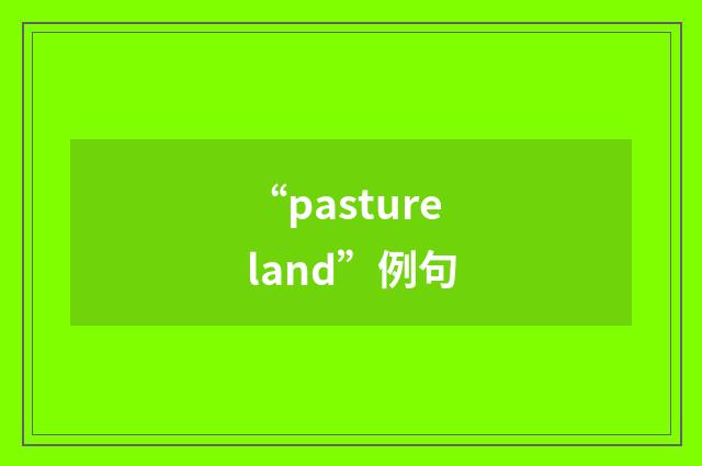 “pastureland”例句