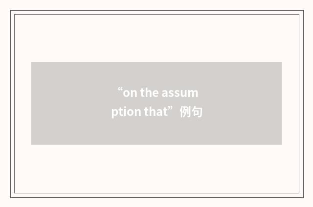 “on the assumption that”例句