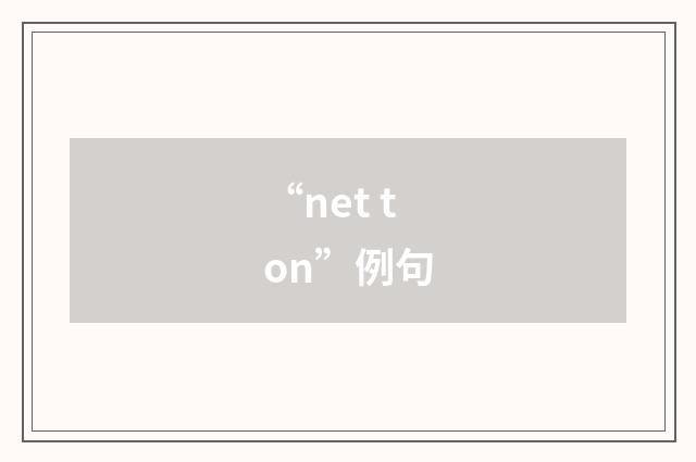 “net ton”例句