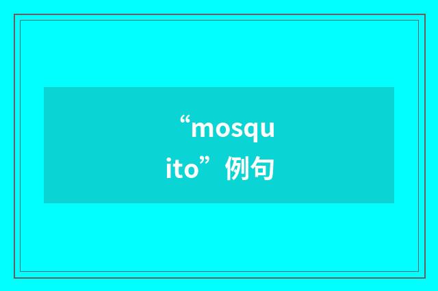 “mosquito”例句