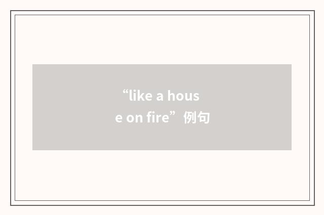 “like a house on fire”例句