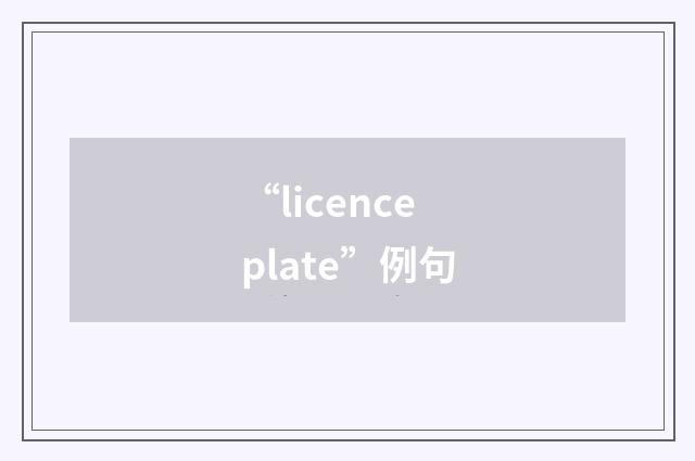 “licence plate”例句