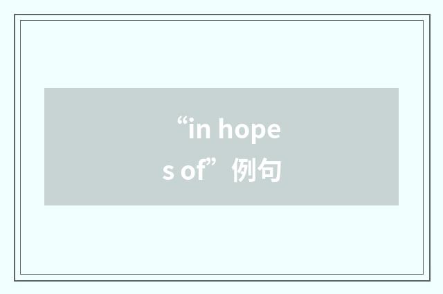 “in hopes of”例句