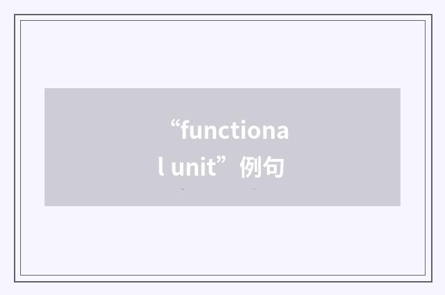 “functional unit”例句