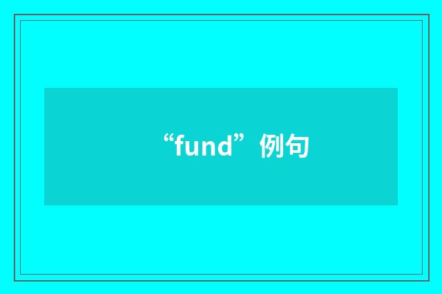 “fund”例句