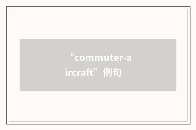 “commuter-aircraft”例句