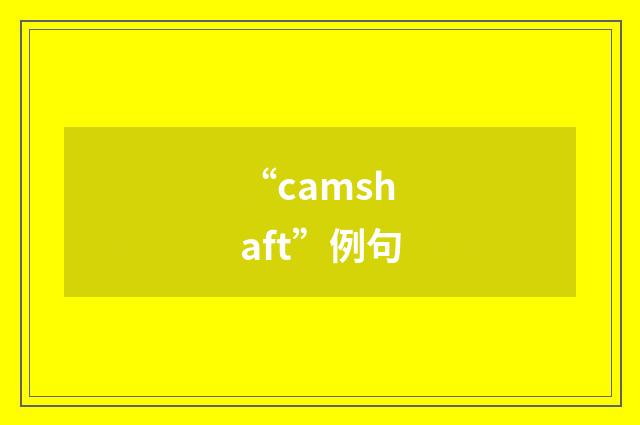 “camshaft”例句