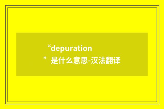 “depuration”是什么意思-汉法翻译