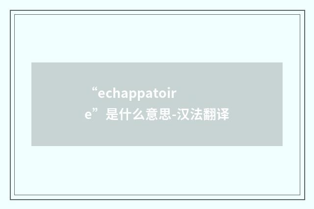 “echappatoire”是什么意思-汉法翻译