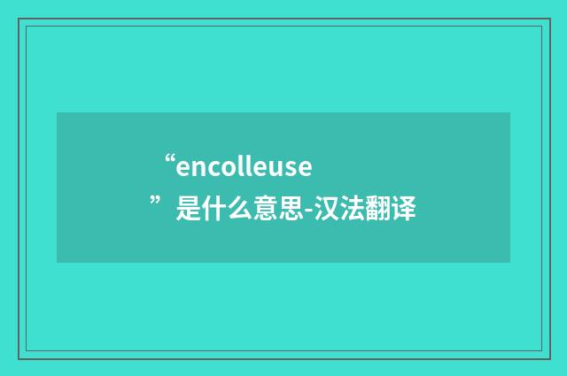 “encolleuse”是什么意思-汉法翻译