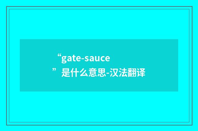 “gate-sauce”是什么意思-汉法翻译