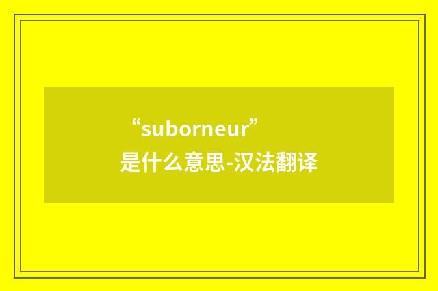 “suborneur”是什么意思-汉法翻译