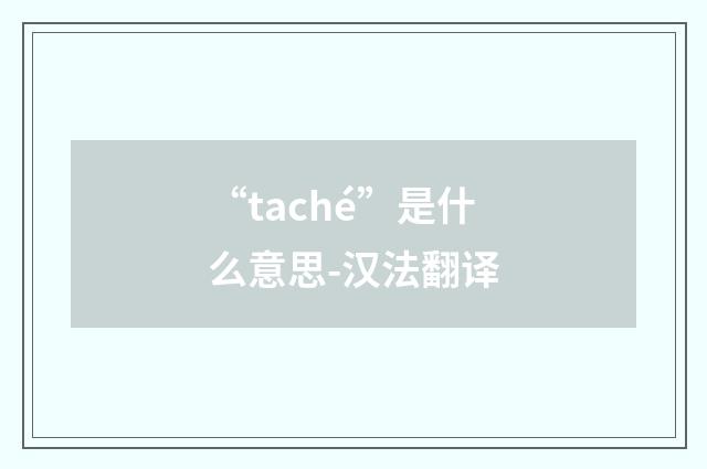 “taché”是什么意思-汉法翻译