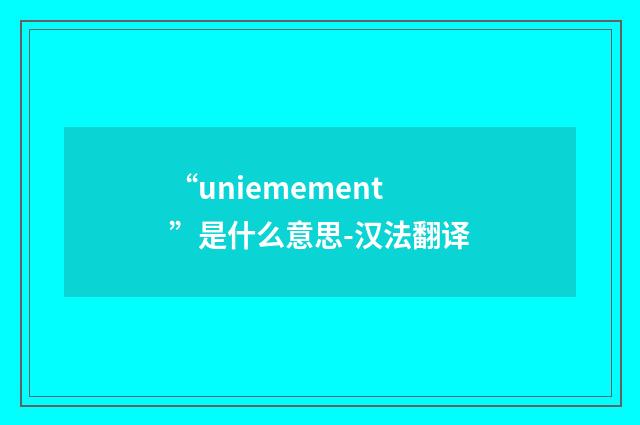 “uniemement”是什么意思-汉法翻译